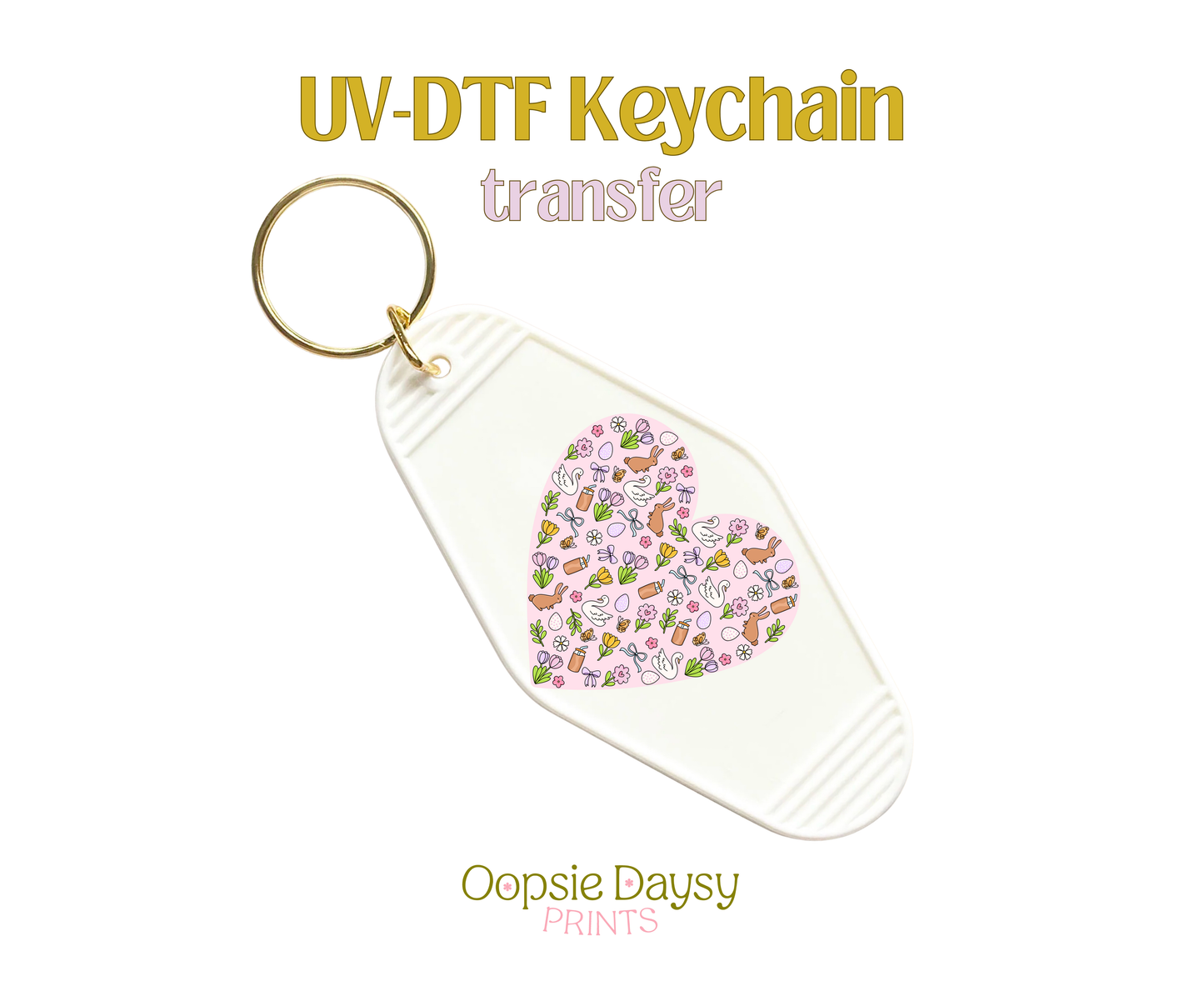 Adorable Solid Spring Heart UV-DTF Keychain