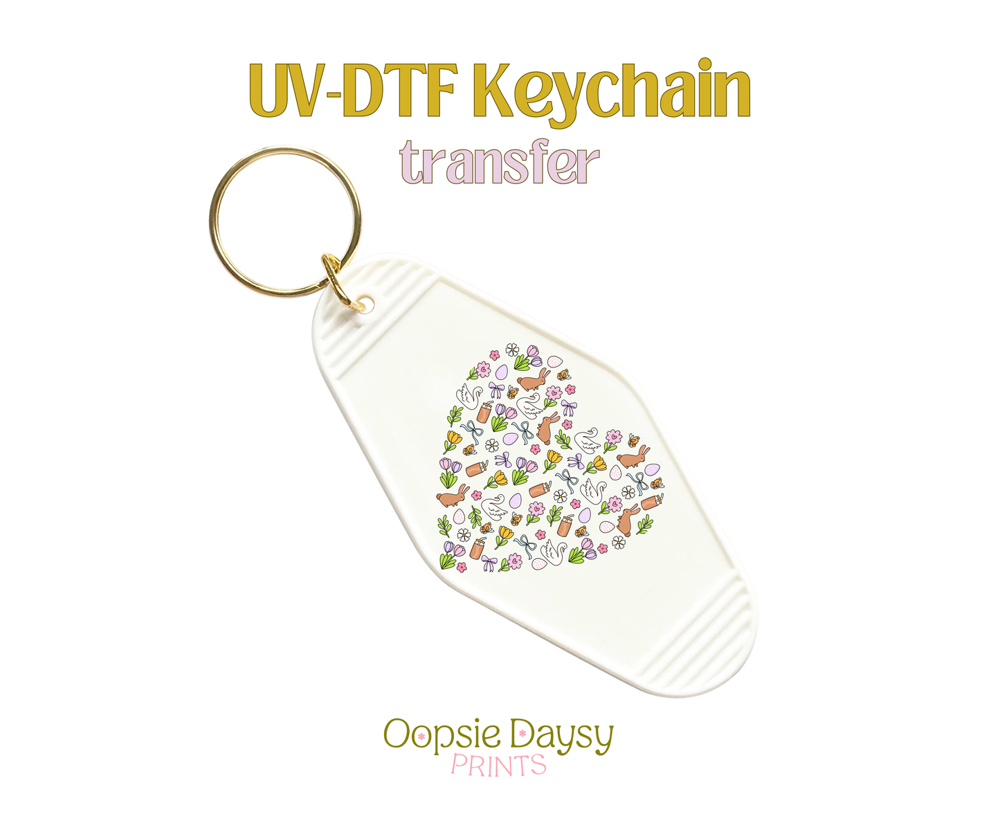 Adorable Spring Heart UV-DTF Keychain
