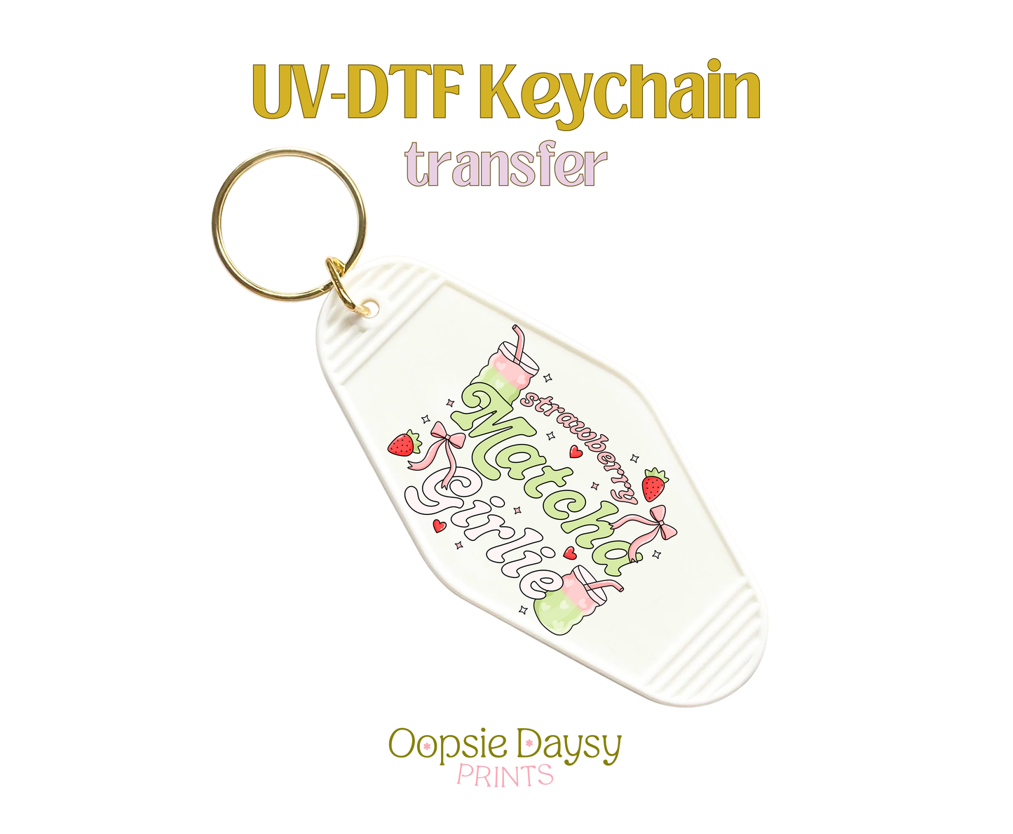 Adorbs Strawberry Matcha Girlie UV-DTF Keychain
