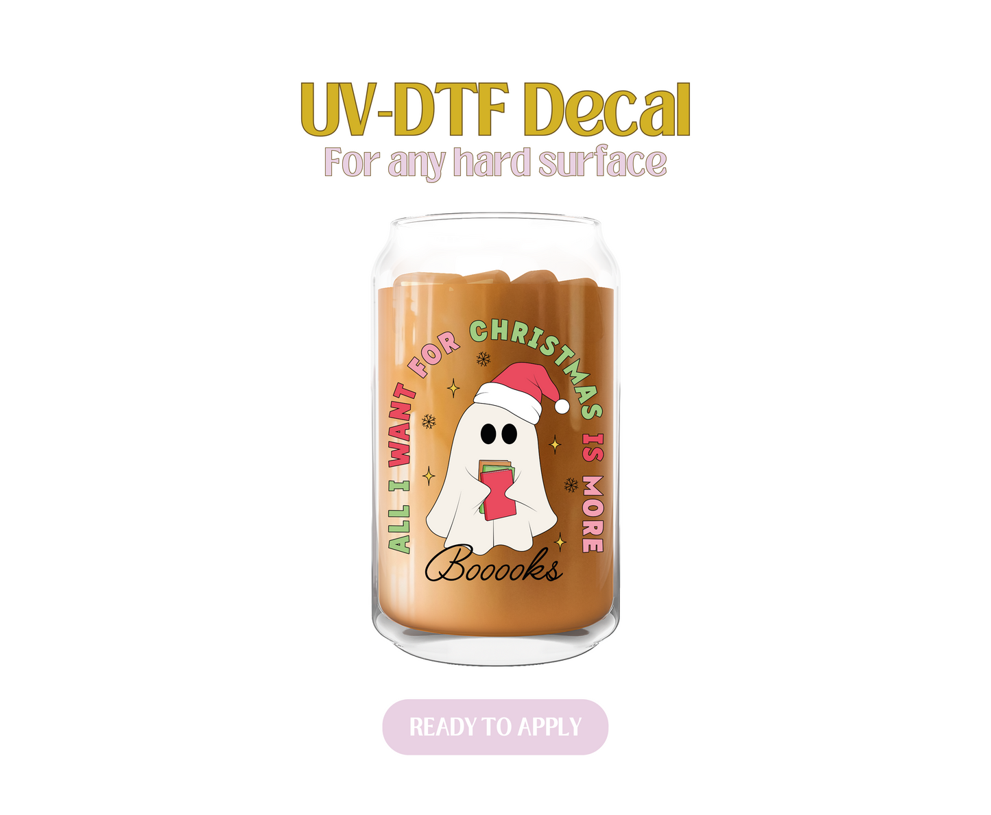 All I want for Christmas is more books red/green UV-DTF Decal