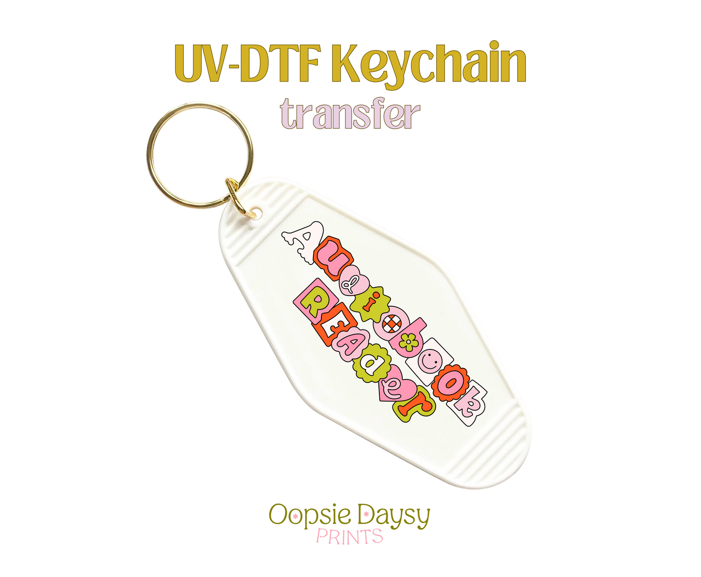 Audio Book Reader Green Pink UV-DTF Keychain