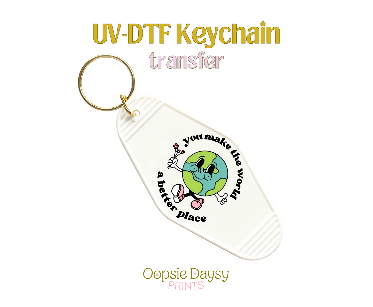 Better Place World Character UV-DTF Keychain
