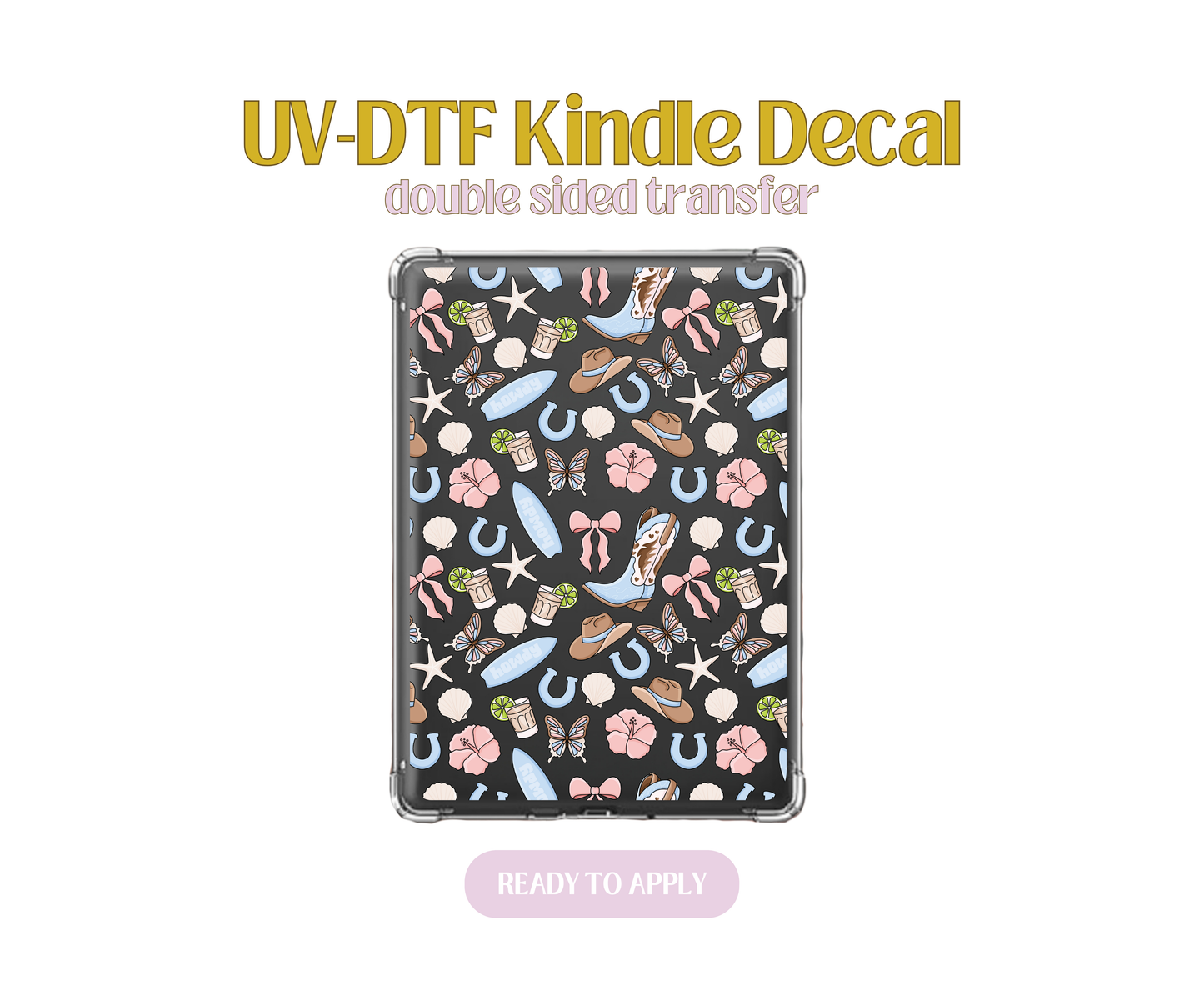 Blue Coastal Cowgirl UV-DTF Kindle Decals