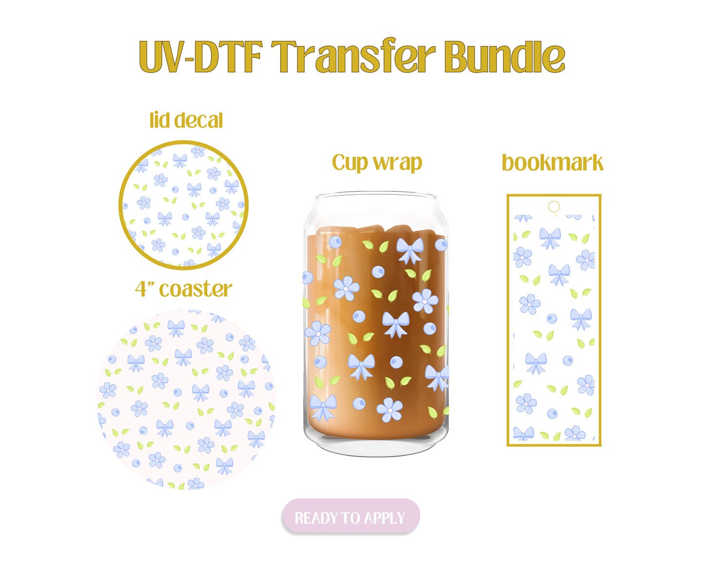 Blueberries Floral UV-DTF Transfer Bundle