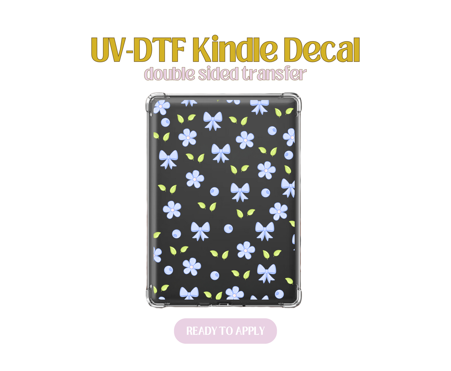 Blueberries Floral UV-DTF Kindle Decals