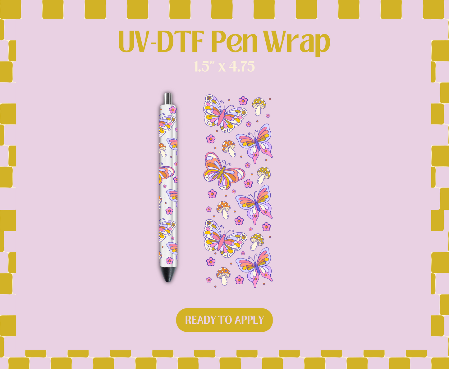 Boho Butterfly Mushies UV-DTF Pen Wraps