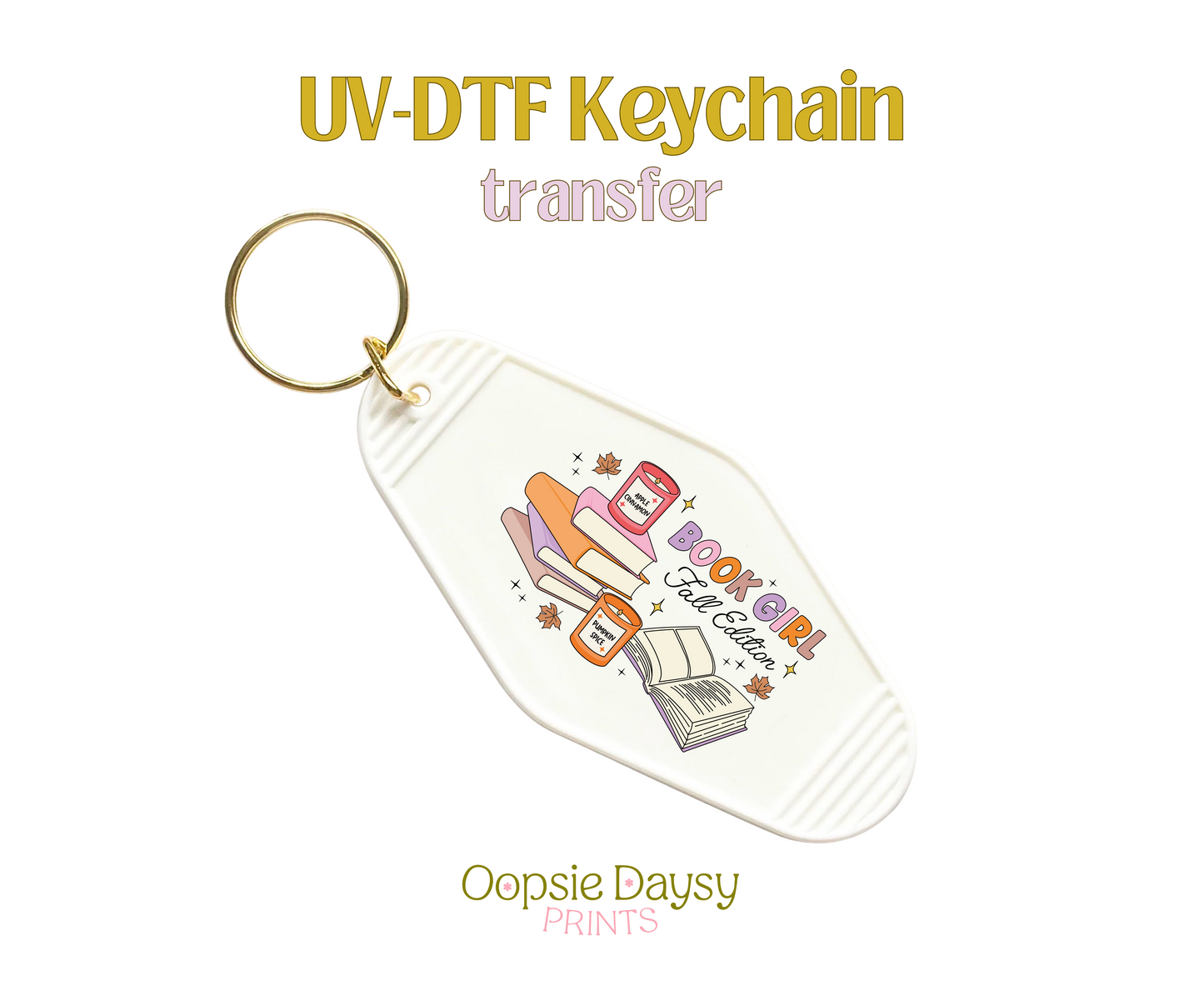 Book Girl Fall Edition UV-DTF Keychain