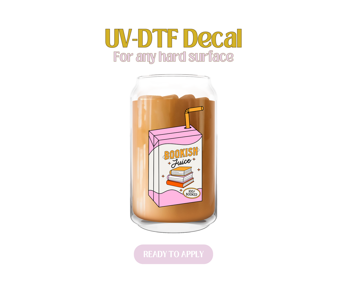 Bookish Juice Pink UV-DTF Decal