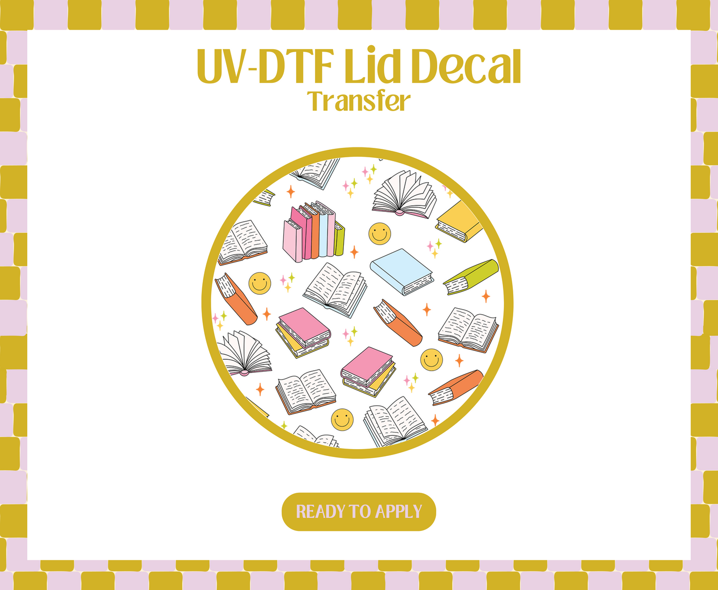 Book Pattern UV-DTF Lid Decal