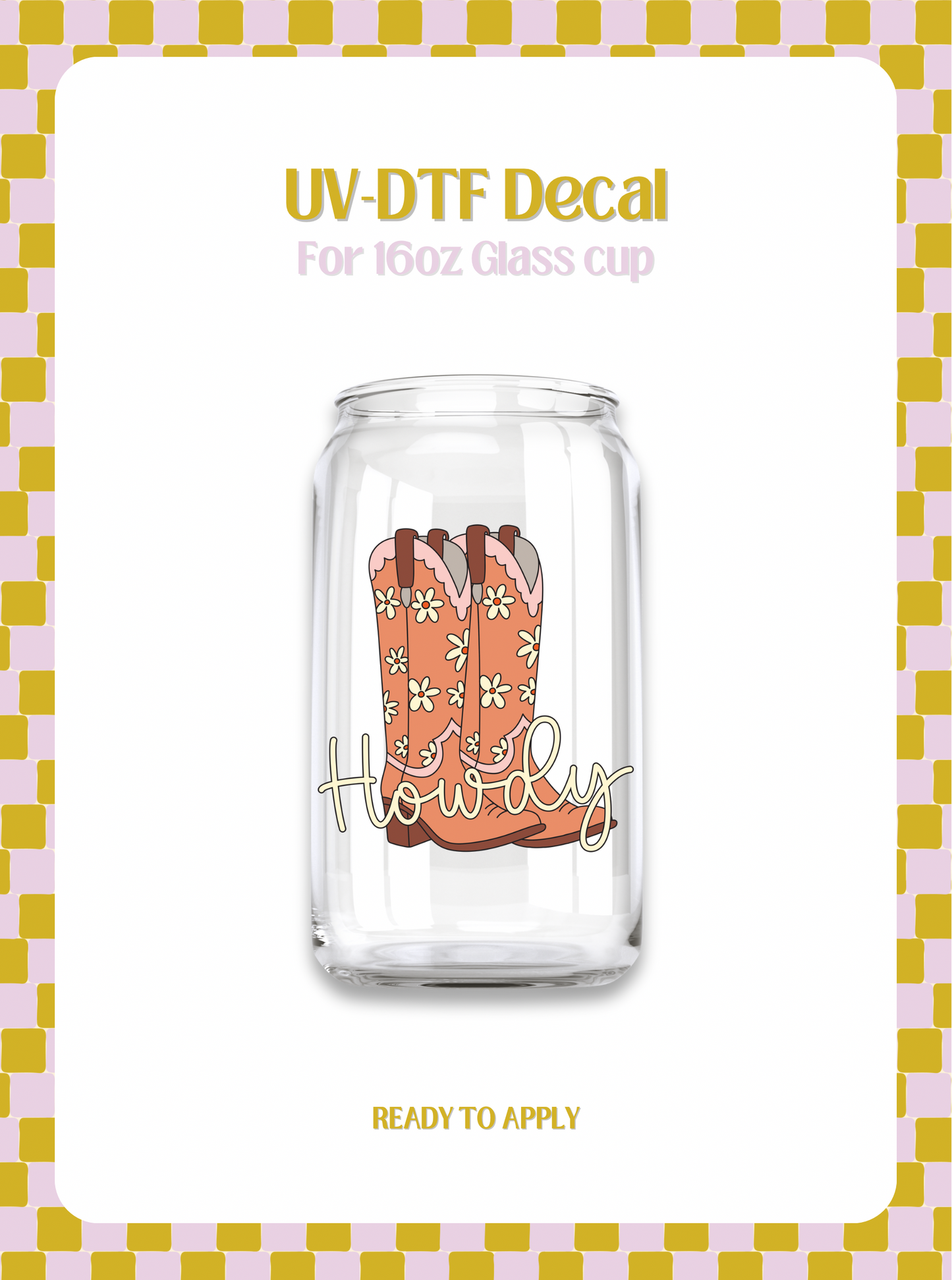 Howdy Floral Boots Brown UV-DTF Decal
