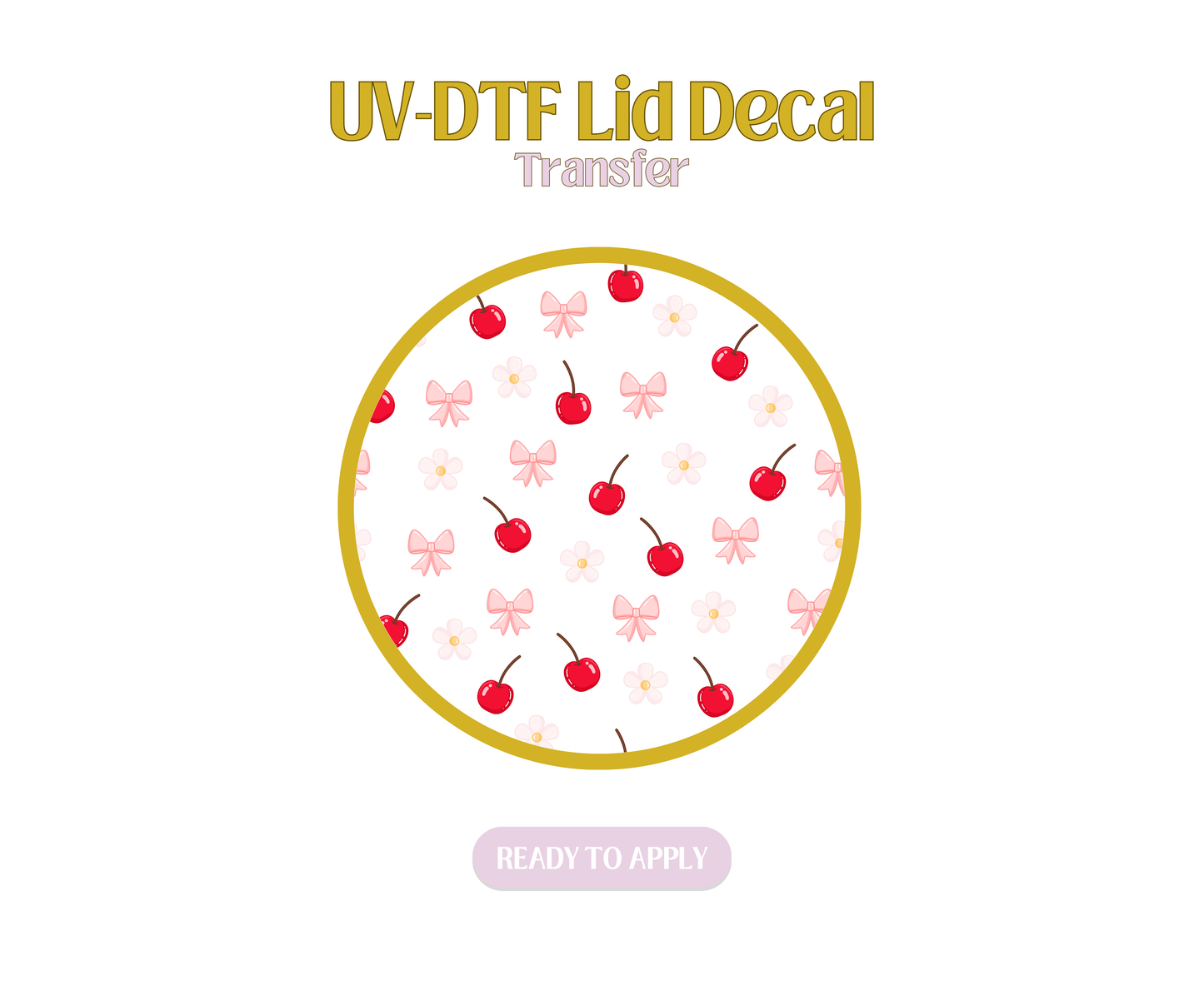 Cherry Daisy Light Pink UV-DTF Lid Decal