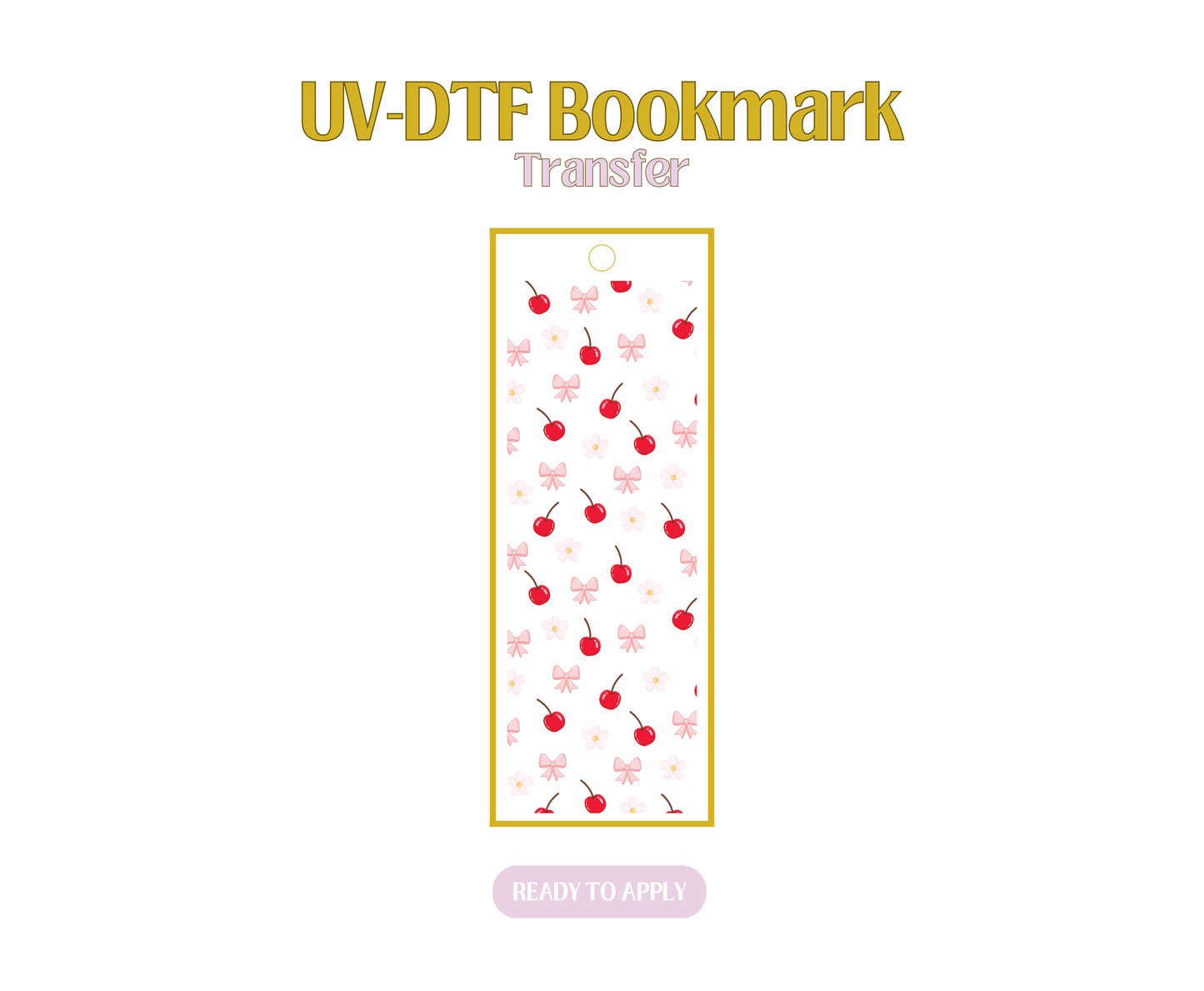 Cherry Daisy Light Pink UV-DTF Bookmark