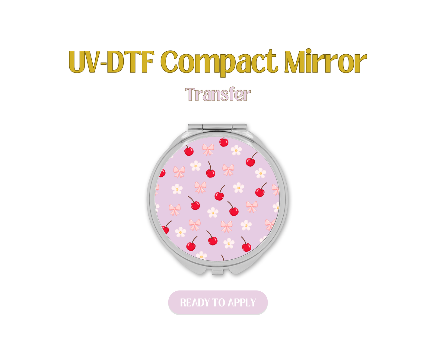 Cherry Daisy Light Pink UV-DTF Compact Mirror