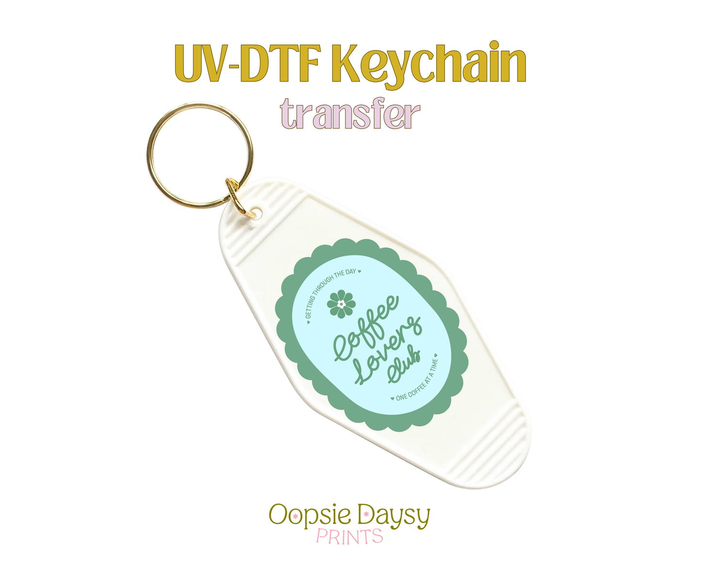 Coffee Lovers Club Green.Blue UV-DTF Keychain