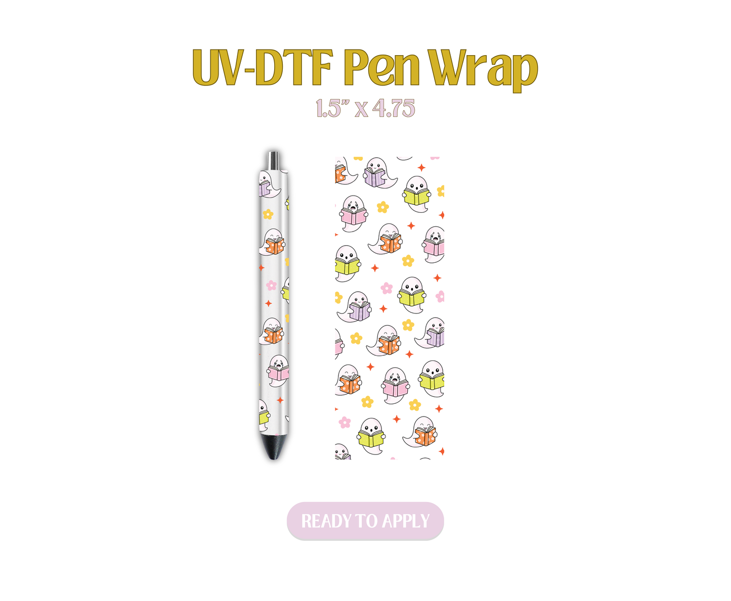 Colorful Bookish Ghosties UV-DTF Pen Wraps