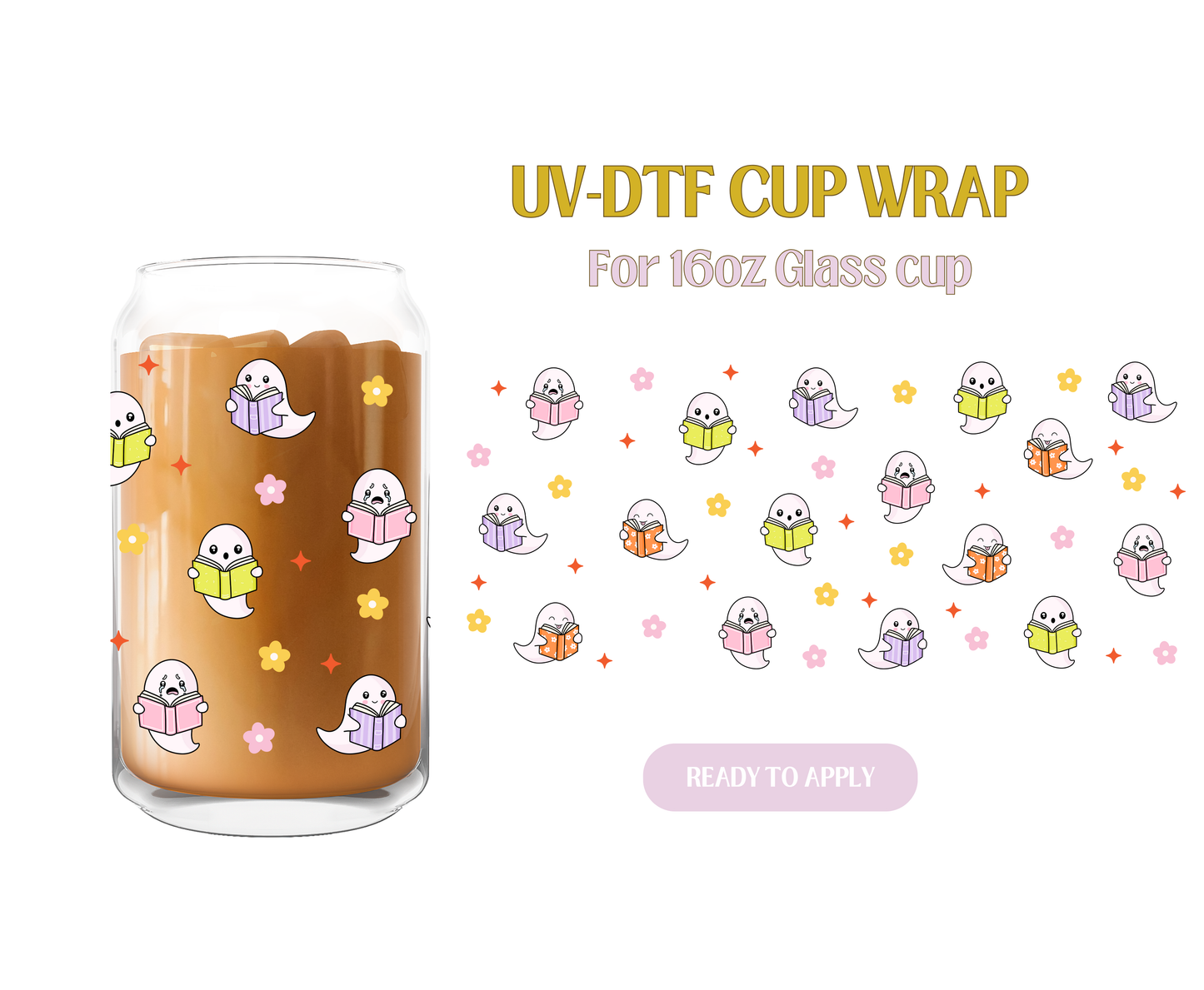 Colorful Bookish Ghosties UV-DTF Wrap