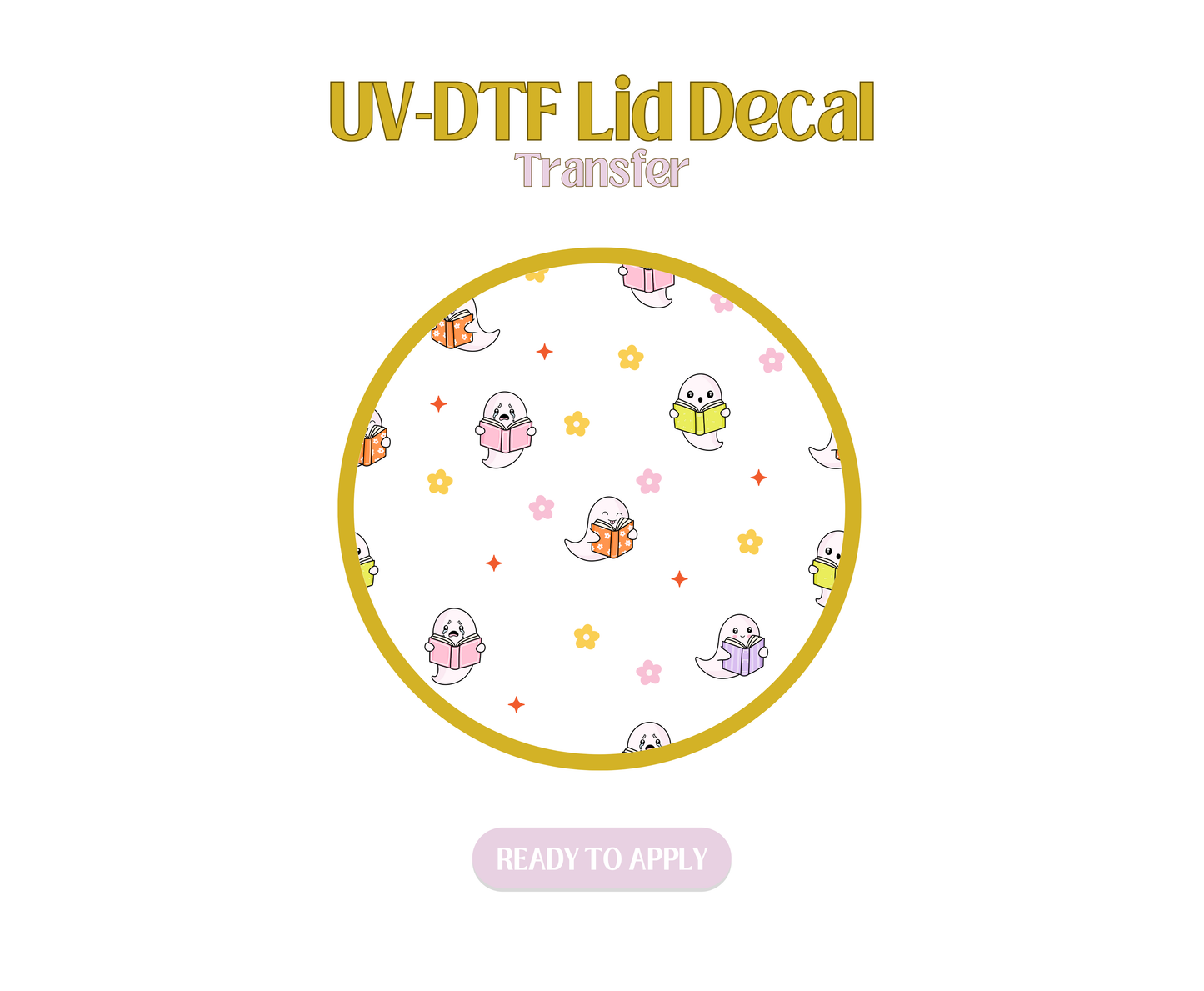 Colorful Bookish Ghosties UV-DTF Lid Decal