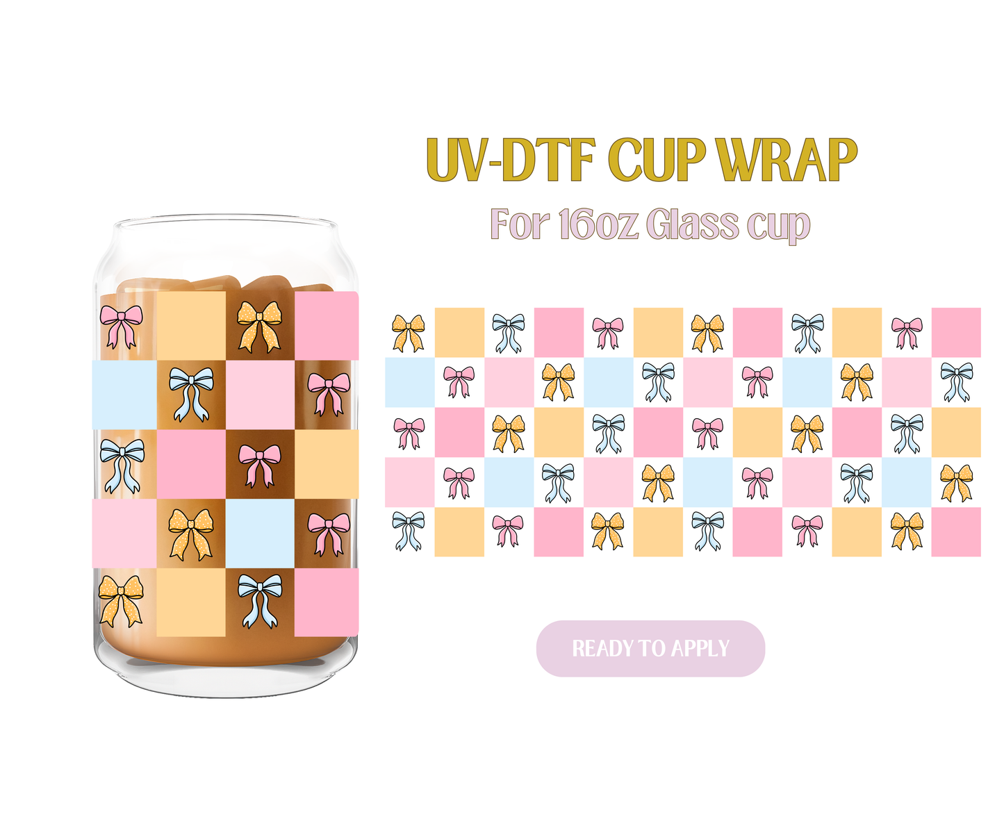 Colorful Checker Bows UV-DTF Wrap