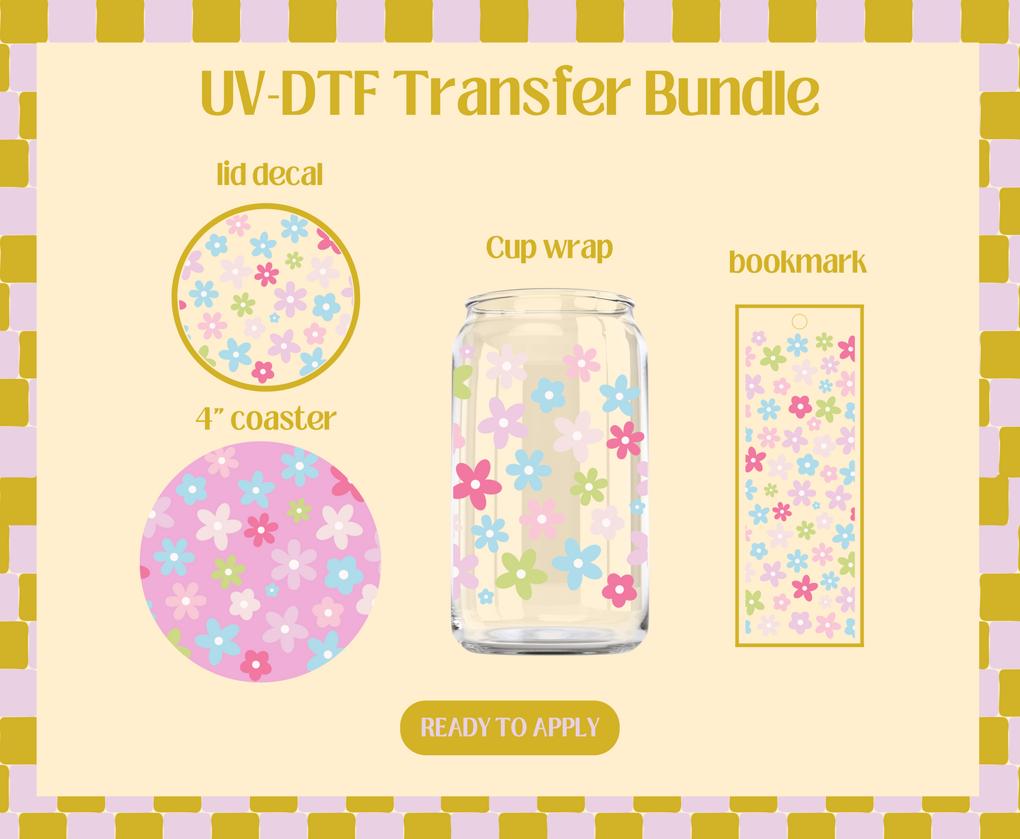 Colorful Daisies UV-DTF Transfer Bundle