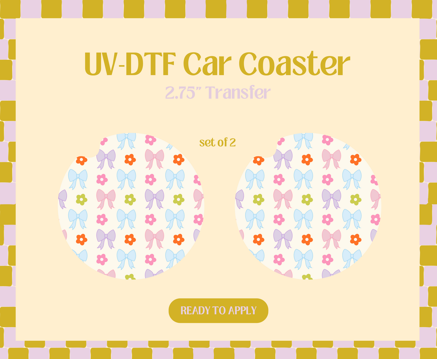 Colorful Spring Coquette UV-DTF Car Coaster