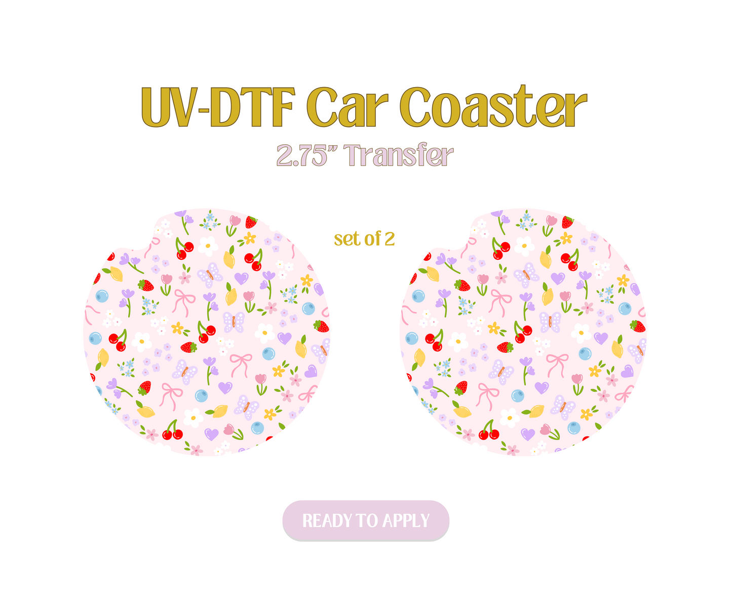Colorful Summer Garden UV-DTF Car Coaster