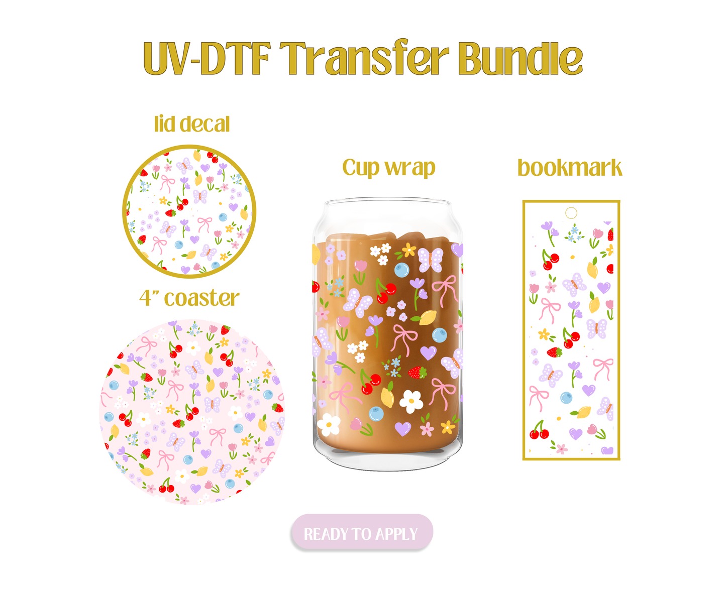 Colorful Summer Garden UV-DTF Transfer Bundle