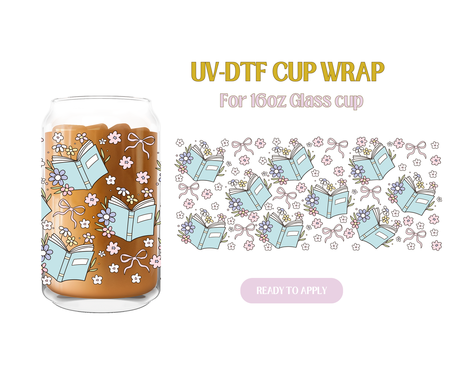 Coquette Blue Bookish UV-DTF Wrap