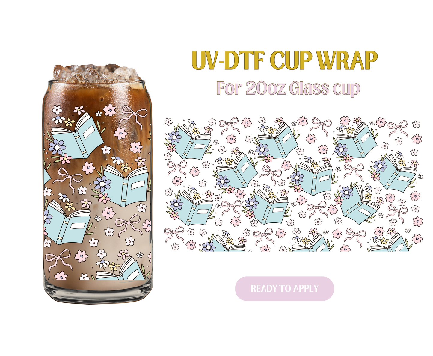 Coquette Blue Bookish 20oz UV-DTF Wrap