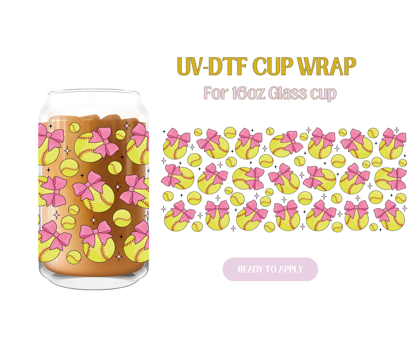 Coquette Softball UV-DTF Wrap