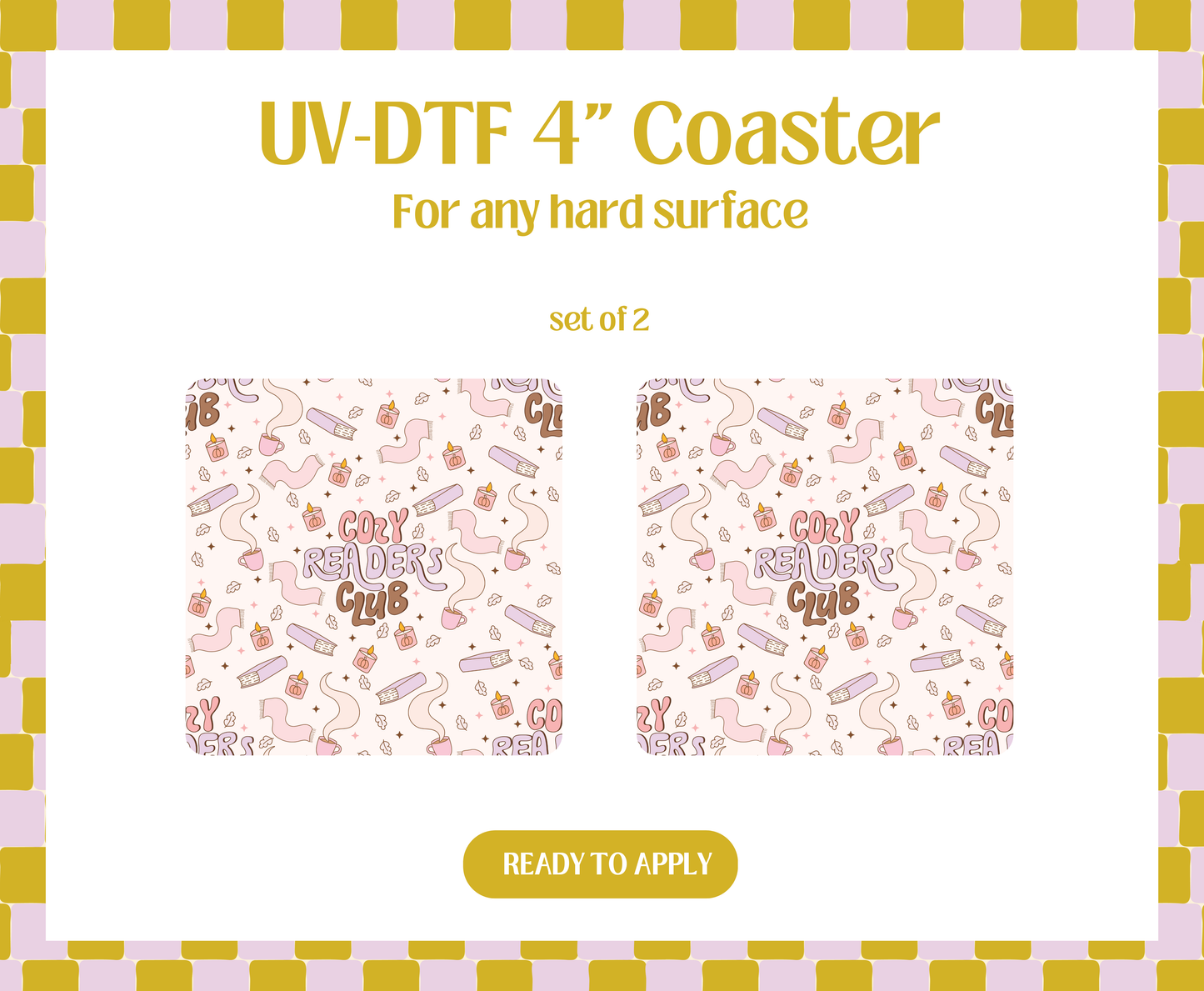 Cozy Reader Club UV-DTF 4" Coaster