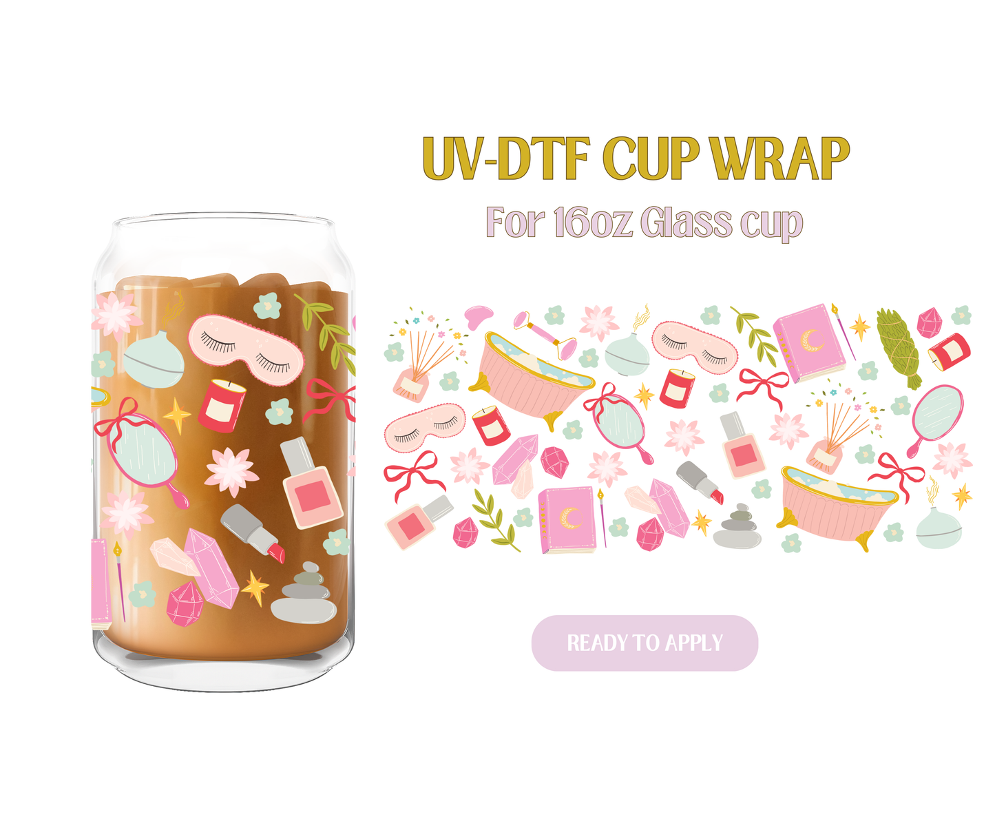 Cute Self Care Elements UV-DTF Wrap
