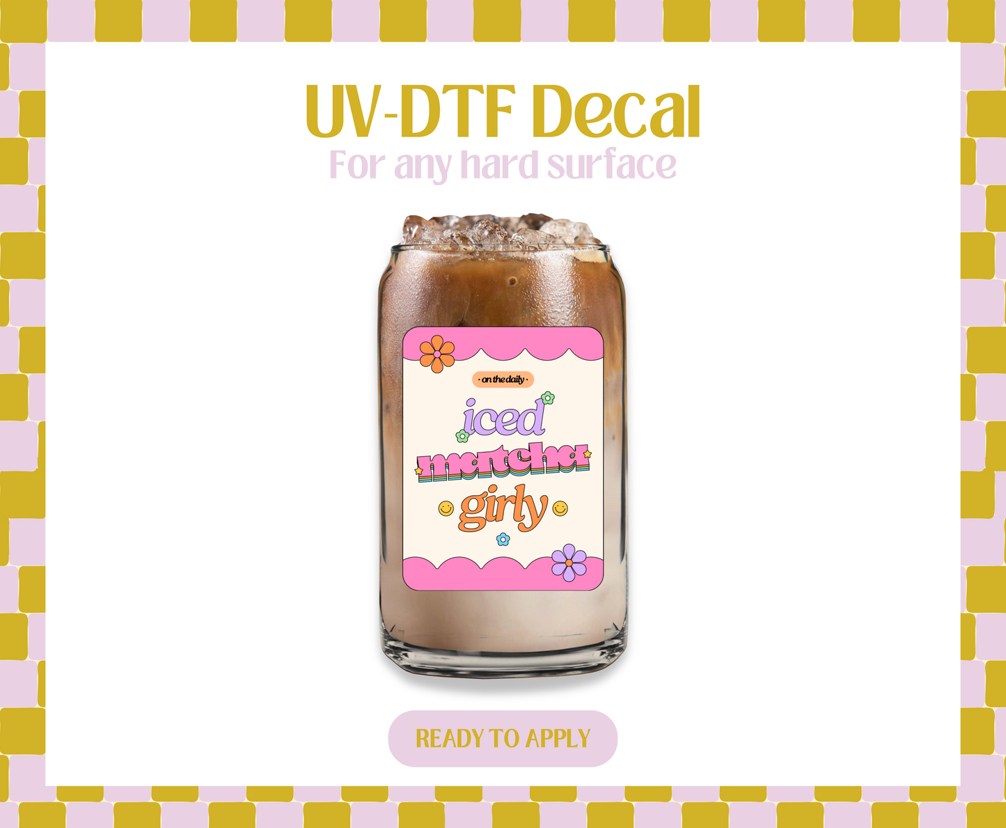 Cute Retro Iced Matcha Girly UV-DTF Decal