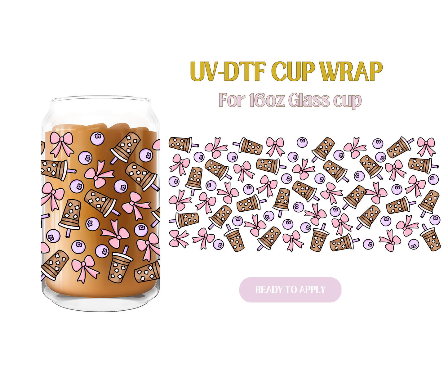 Cutie Berries Iced Coffee UV-DTF Wrap