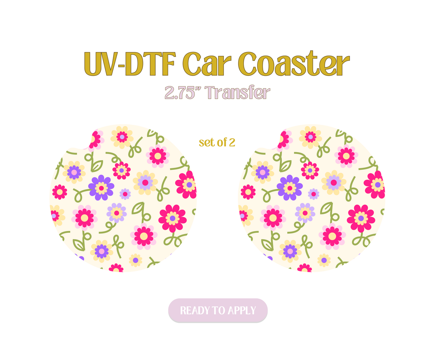 Cutie Limited Flowers UV-DTF Car Coaster