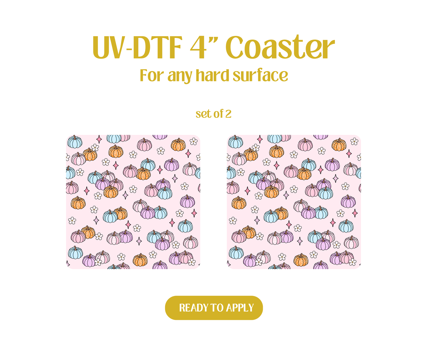 Dreamy Pumpkins & Daisies UV-DTF 4" Coaster