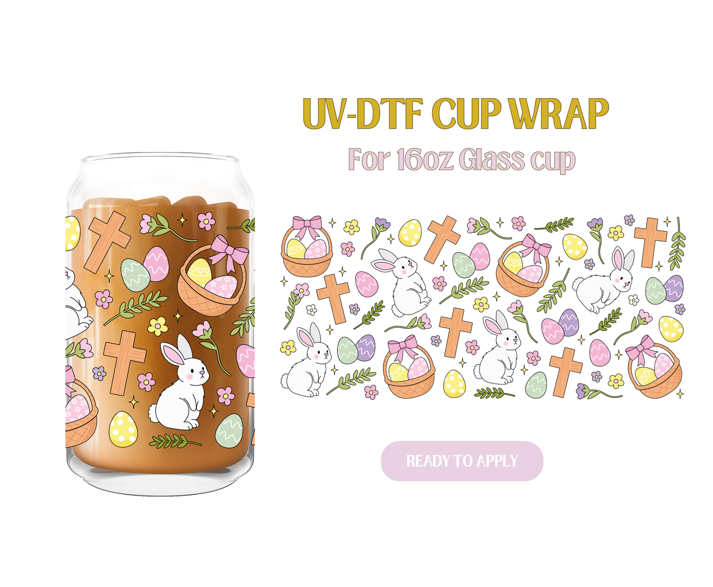 Easter Bunnies & Cross UV-DTF Wrap