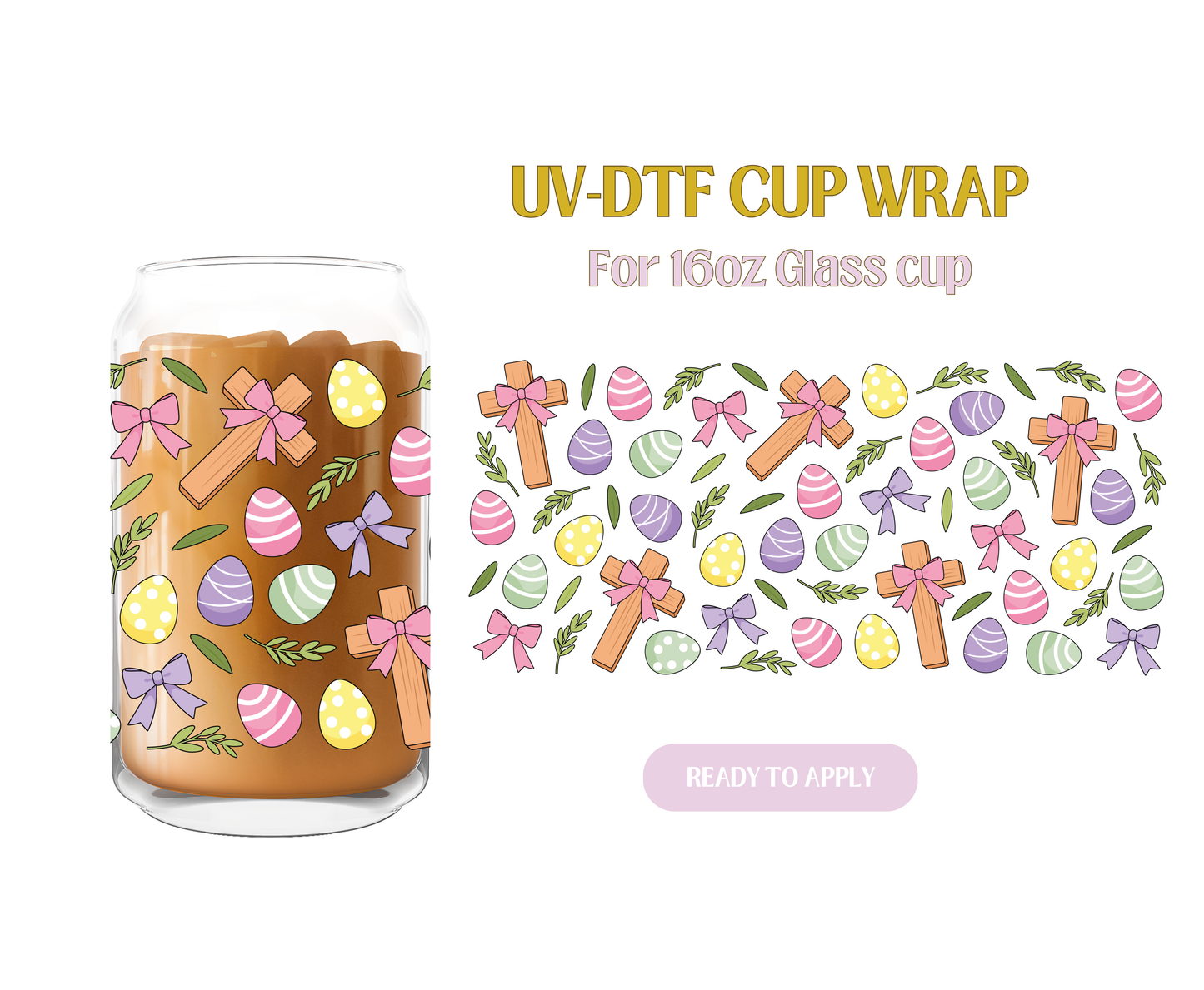 Easter Eggs and Cross UV-DTF Wrap