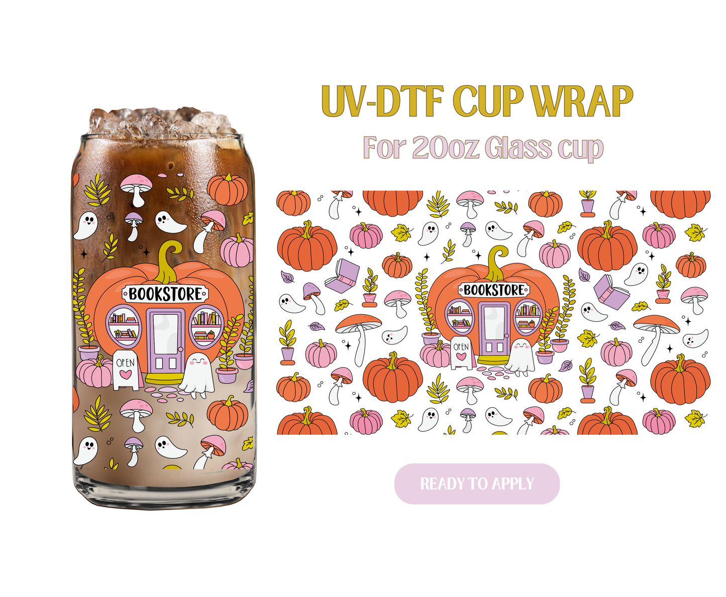 Fall Bookstore 20oz UV-DTF Wrap