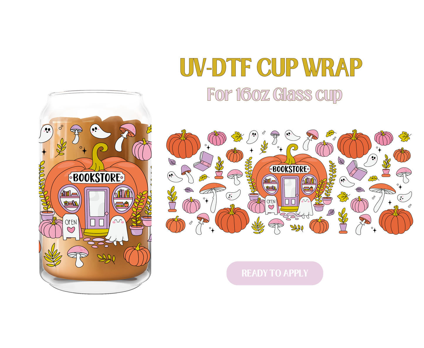 Fall Bookstore UV-DTF Wrap