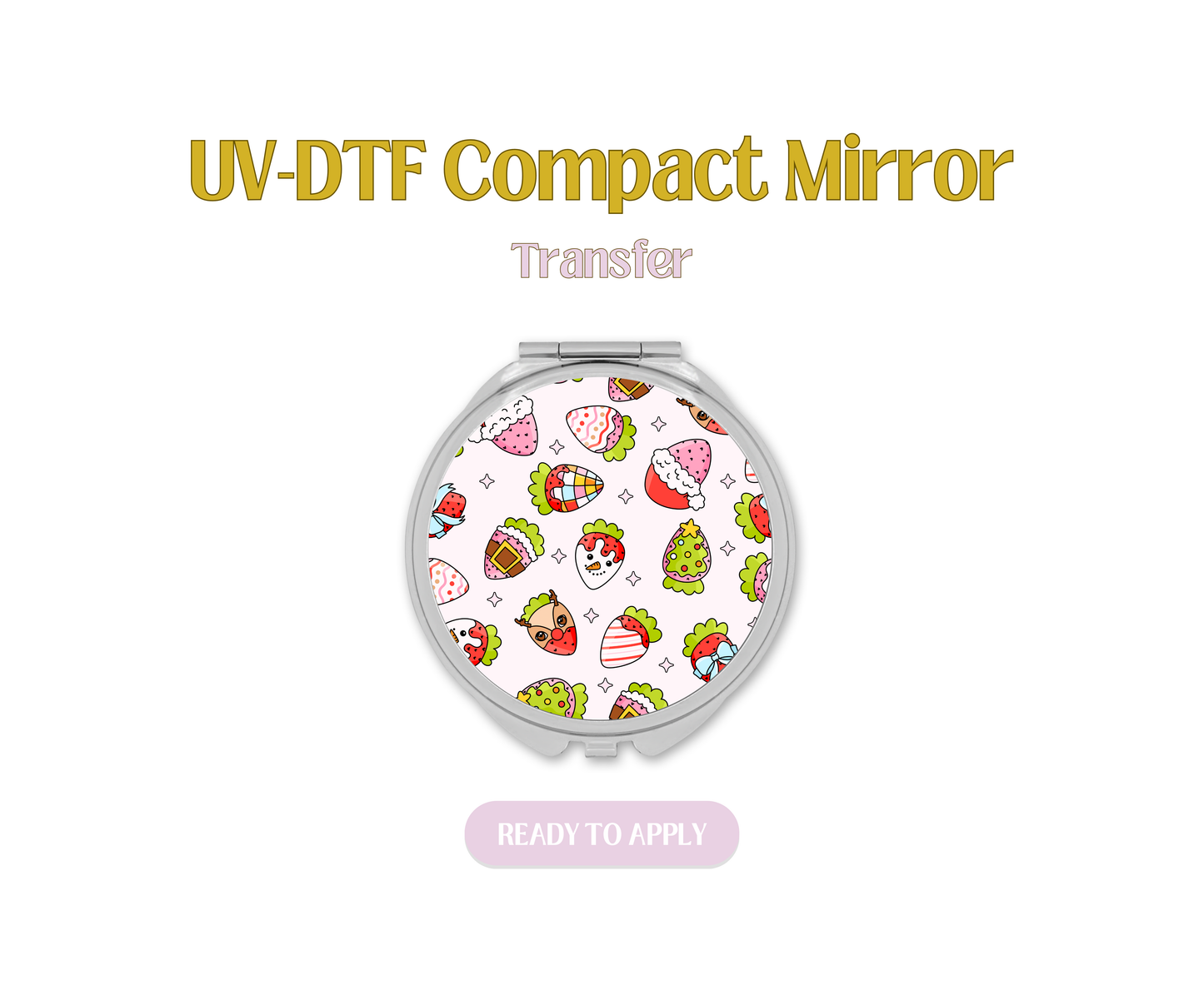 Festive Holiday Strawberries UV-DTF Compact Mirror