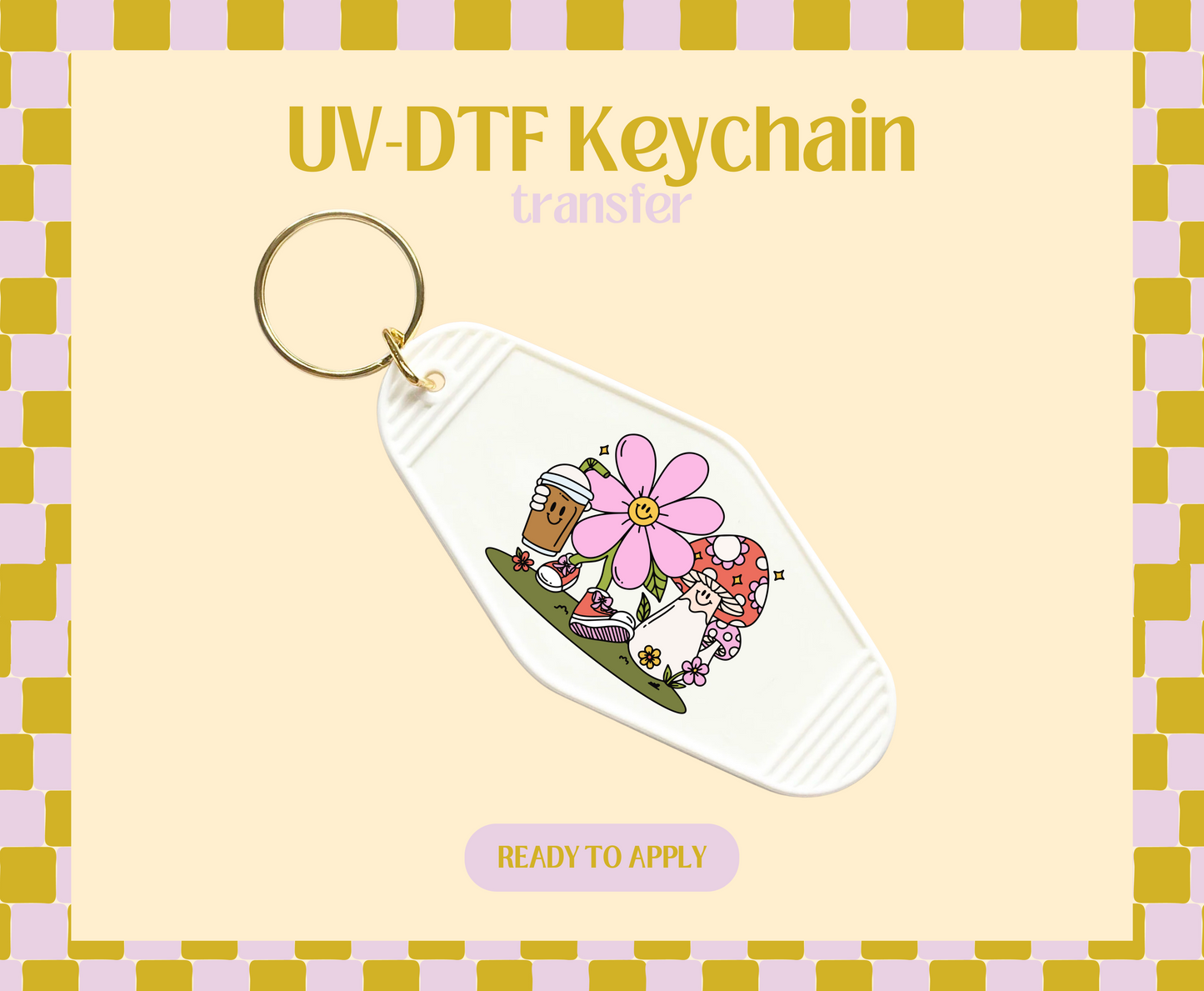 Flower Mushies Coffee Run UV-DTF Keychain