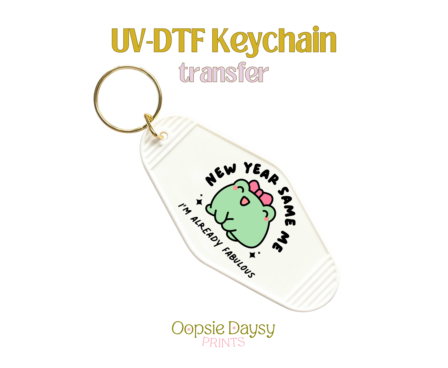 Froggy New Year Same Me UV-DTF Keychain