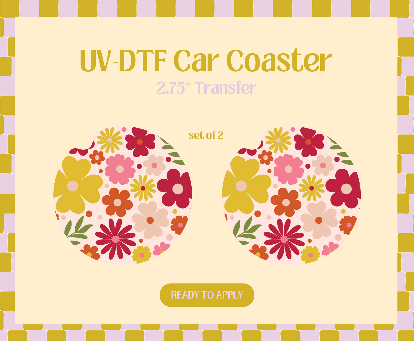 Garden Florals UV-DTF Car Coaster