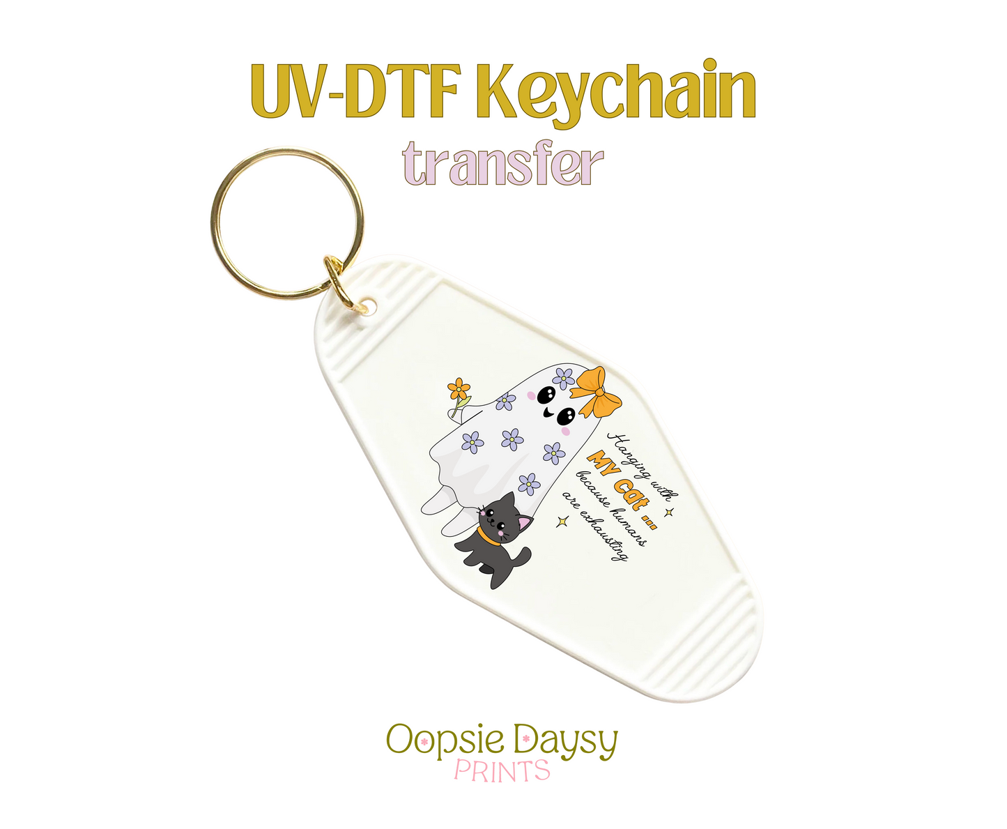 Ghost Cat Mom UV-DTF Keychain