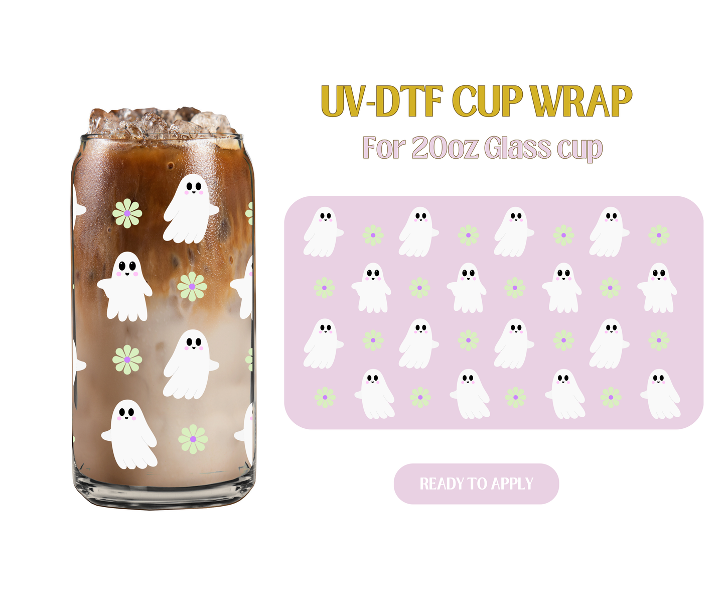 Ghosty Flowers 20oz UV-DTF Wrap