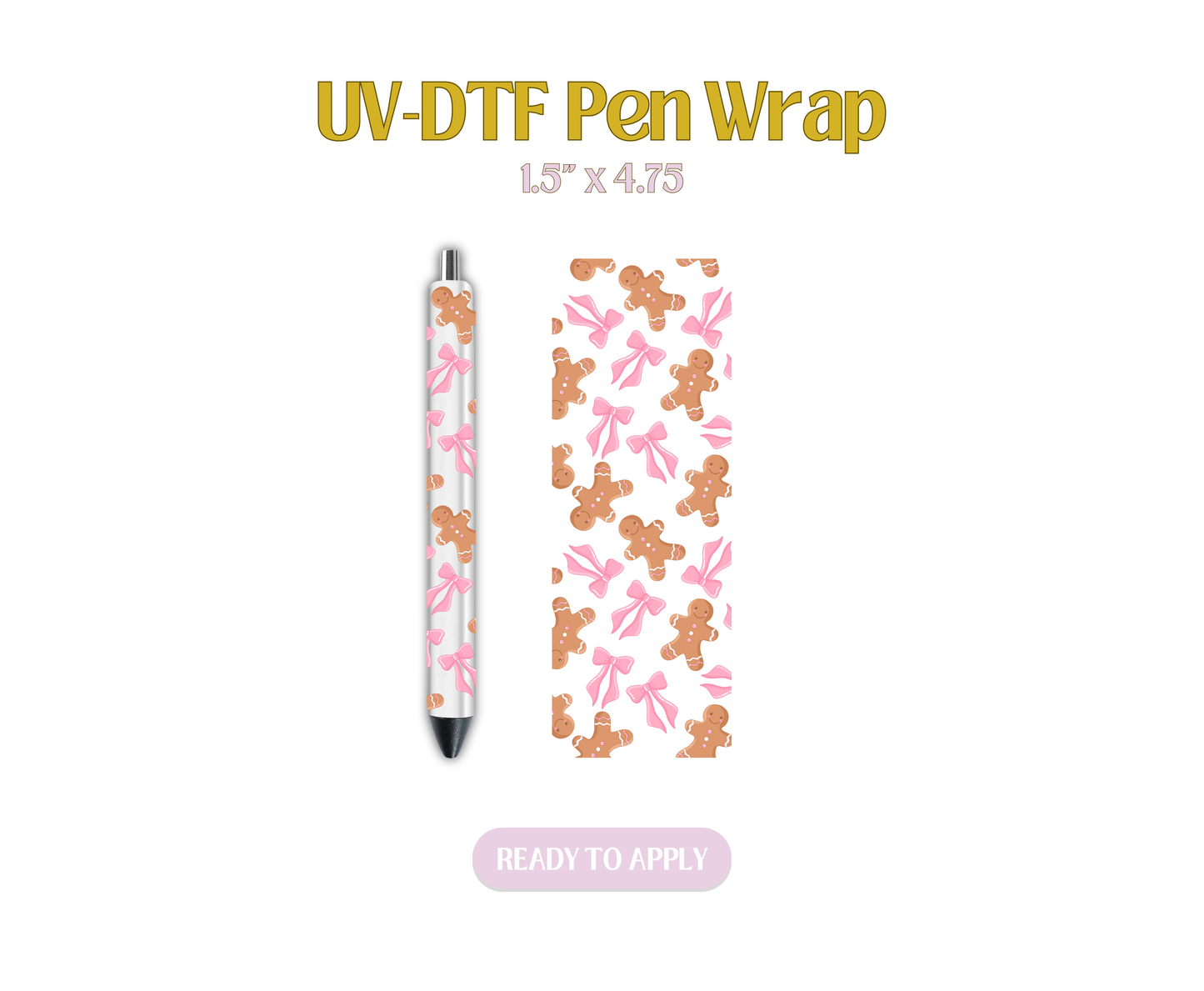 Gingerbread Bows UV-DTF Pen Wraps