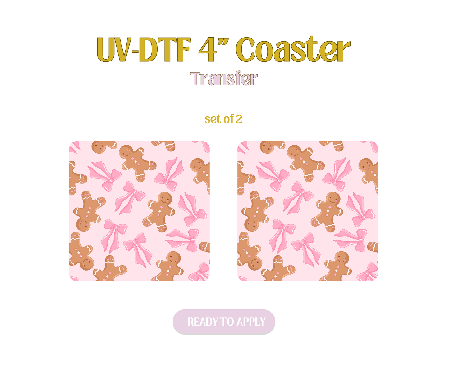 Gingerbread Bows UV-DTF 4" Coaster