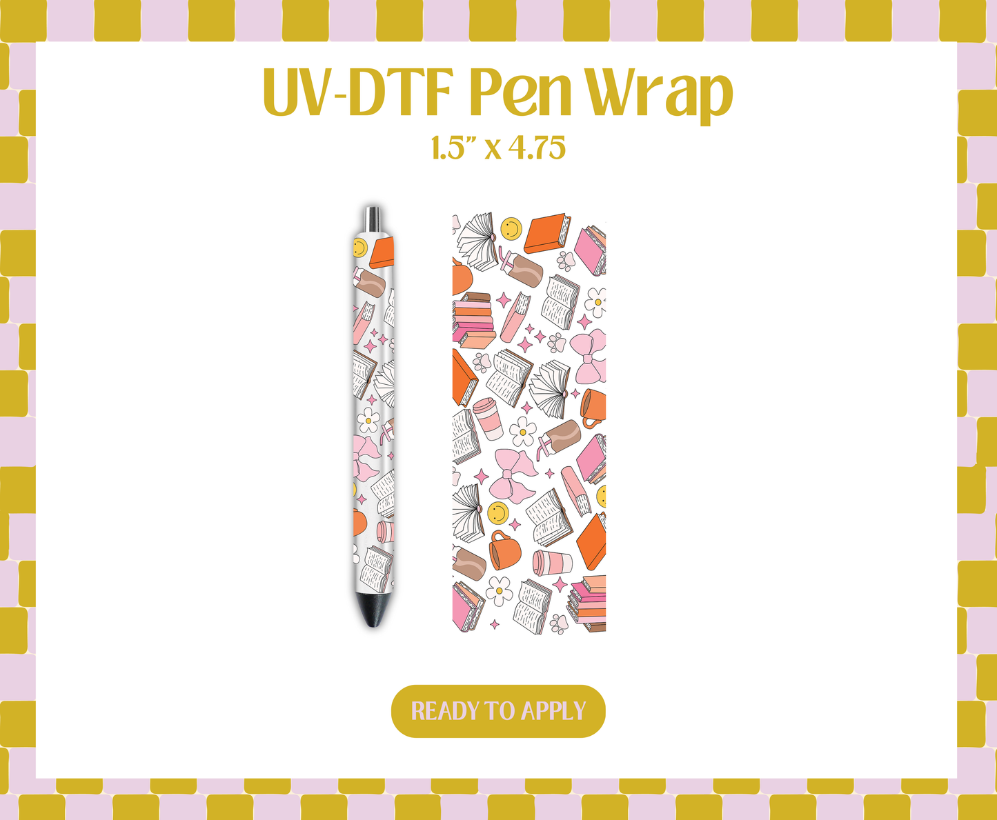 Girly drinks and books UV-DTF Pen Wraps