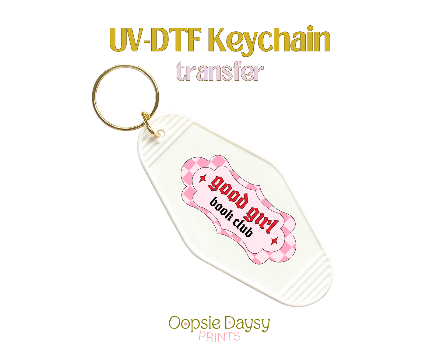 Good Girl Book Club Checker UV-DTF Keychain