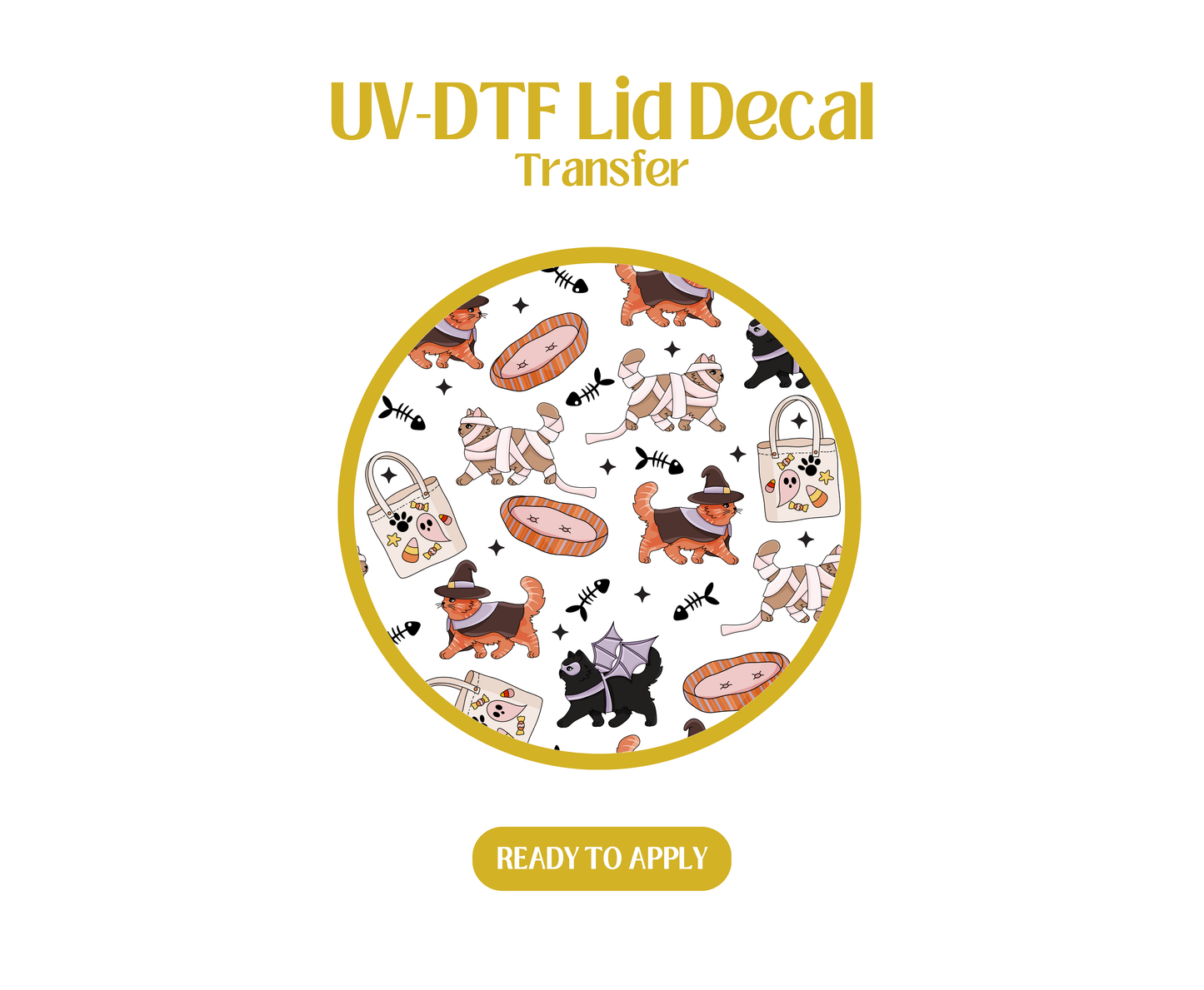 Halloween Cats UV-DTF Lid Decal